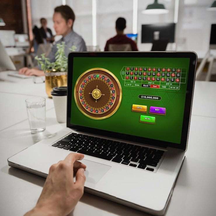 Meja Baccarat Meja baccarat dengan kartu, chip, dan layar skor untuk Pemain dan Banker